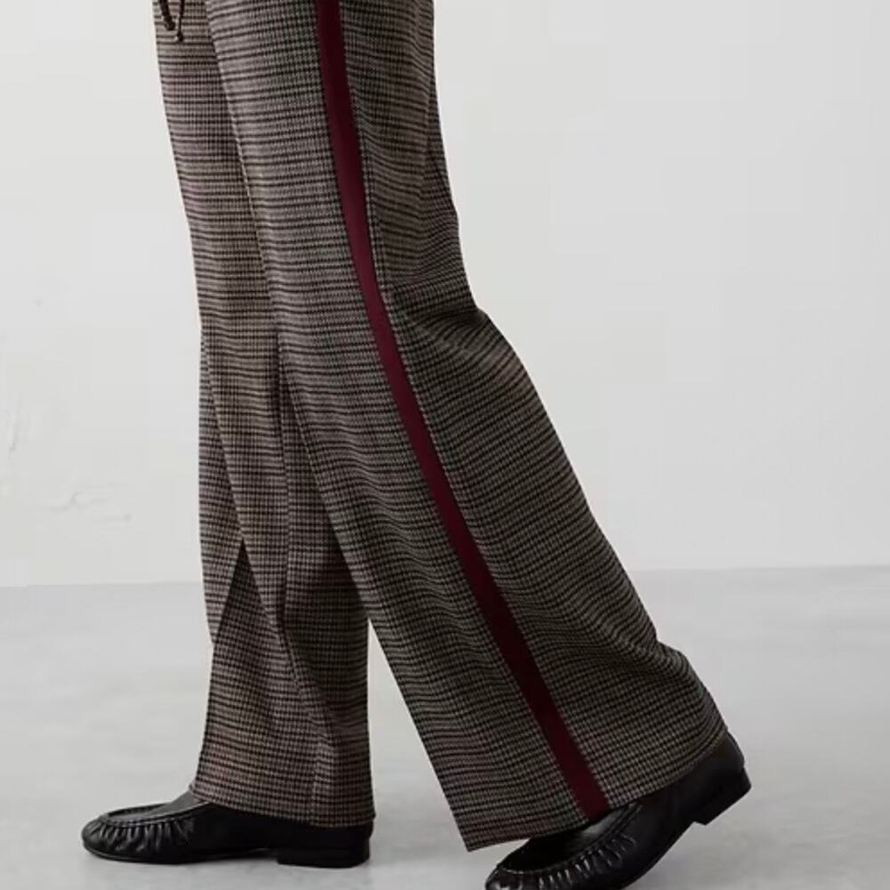 Banana Republic Straight Mid Rise Pull on Pant Multi Houndstooth XXL - Picture 2 of 13